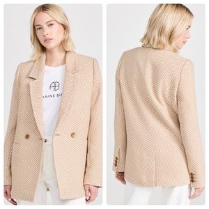 Anine Bing Fishbone Blazer Multi Tan White Size Small